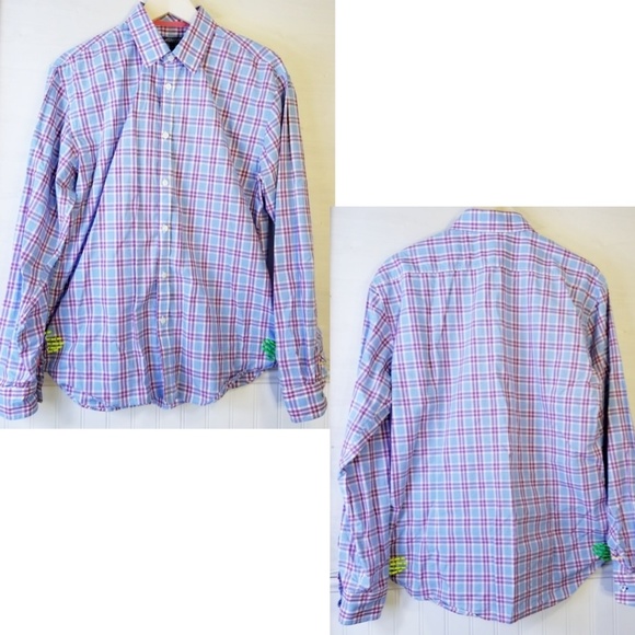 👔 Jeremy Argyle Plaid Button Down | Pink & Blue | L 🛍️ - Picture 2 of 7